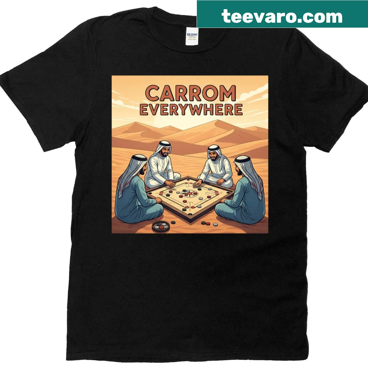 Funny chess board desert scene print on a T-shirt — on a men's t-shirt