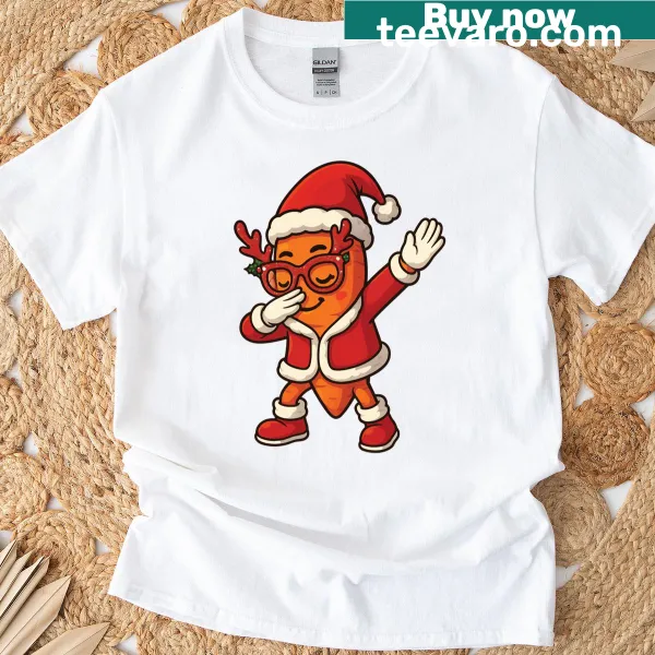 Whimsical carrot character designed for Christmas celebrations.