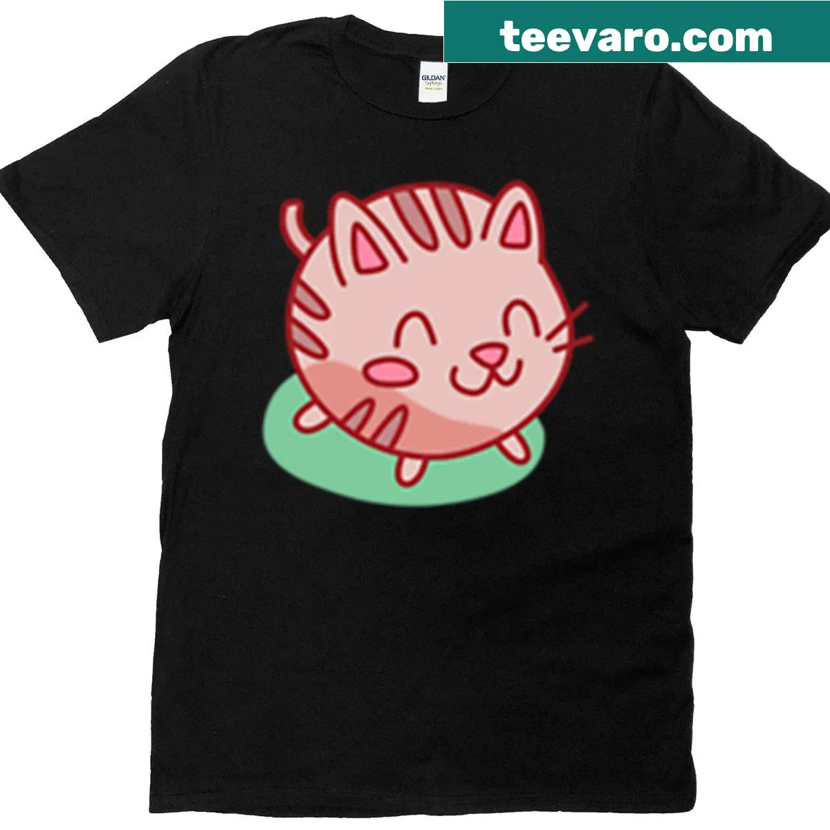 Cute cat doodle T-shirt designed for Easter egg hunts — on a men's t-shirt