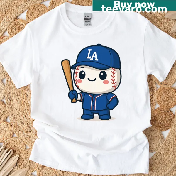 Cute chibi baseball character design on a logofree t-shirt