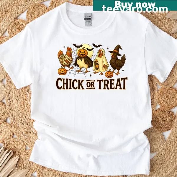 Cute Halloween design featuring a spooky chicken for kids on a t-shirt