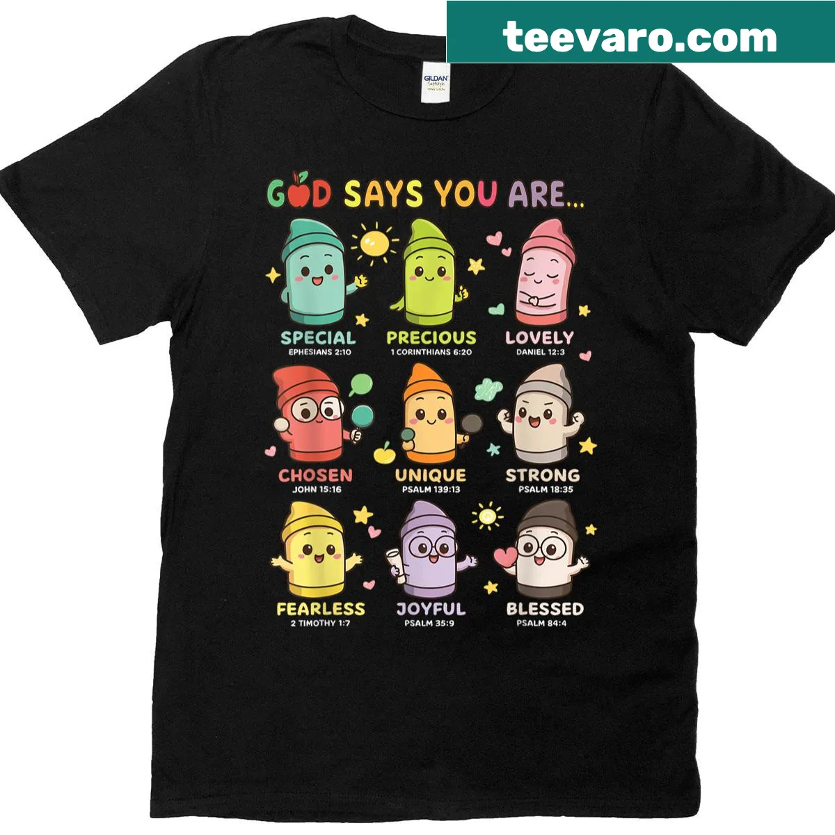 Inspirational T-shirt for Christian kindergarten teachers — on a men's t-shirt
