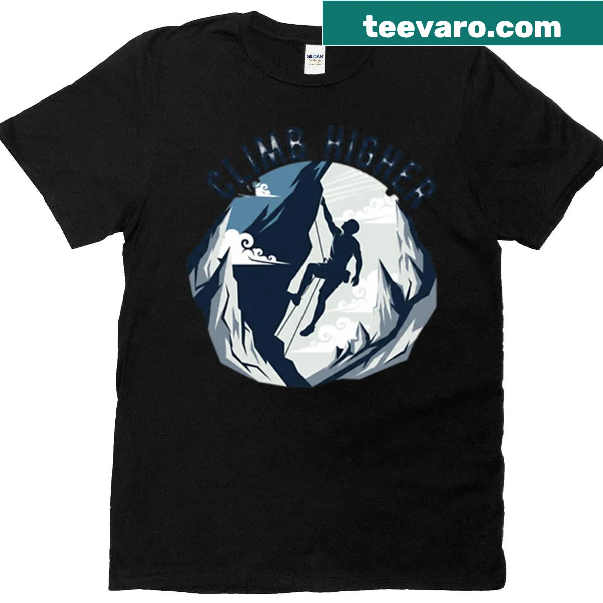 Inspirational T-shirt for climbers with a motivational design — on a men's t-shirt