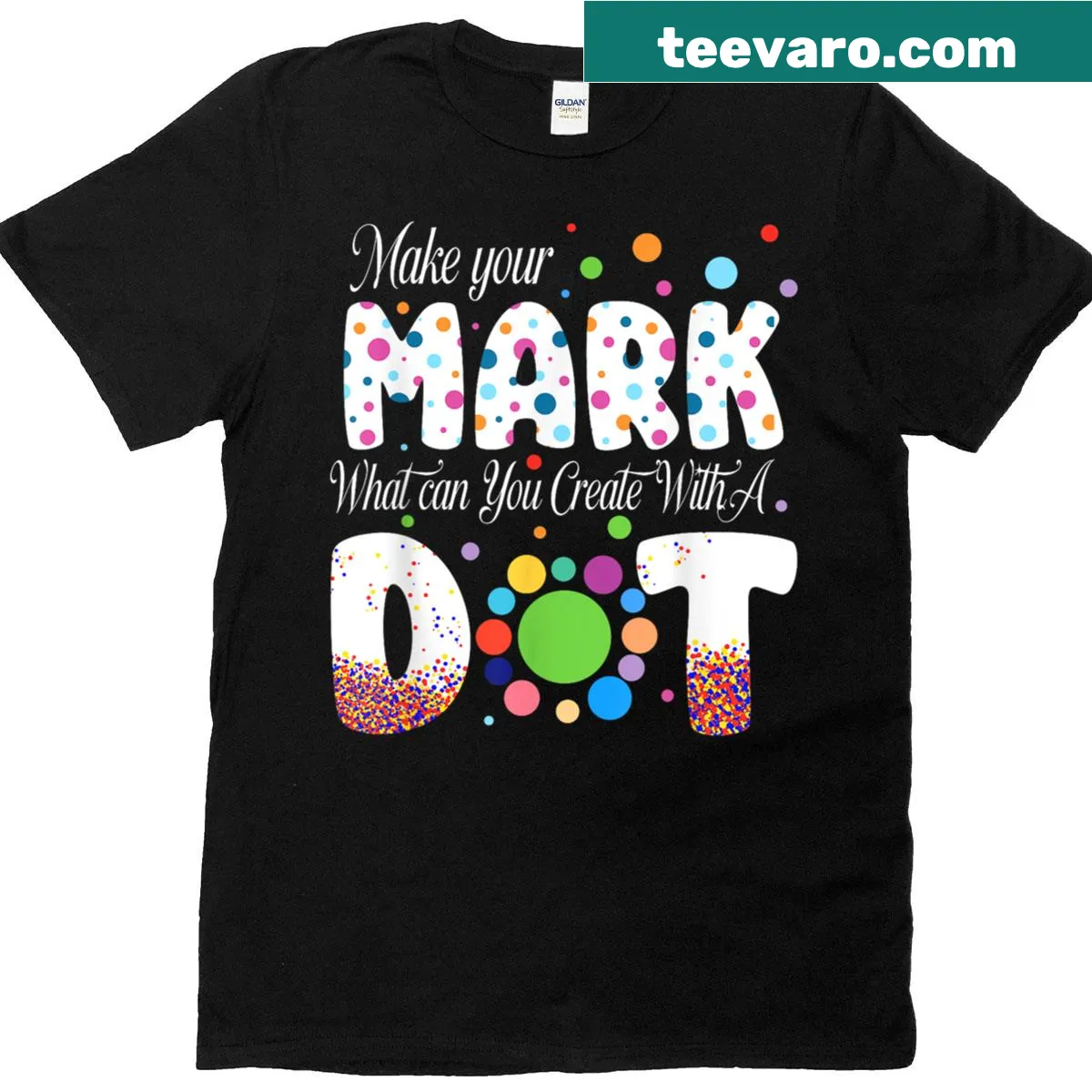 Illustrative T-shirt for Make Your Dot Day with playful dot designs — on a men's t-shirt