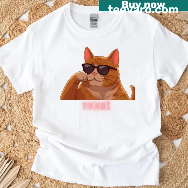 Illustration of two cats sharing a moment on a t-shirt