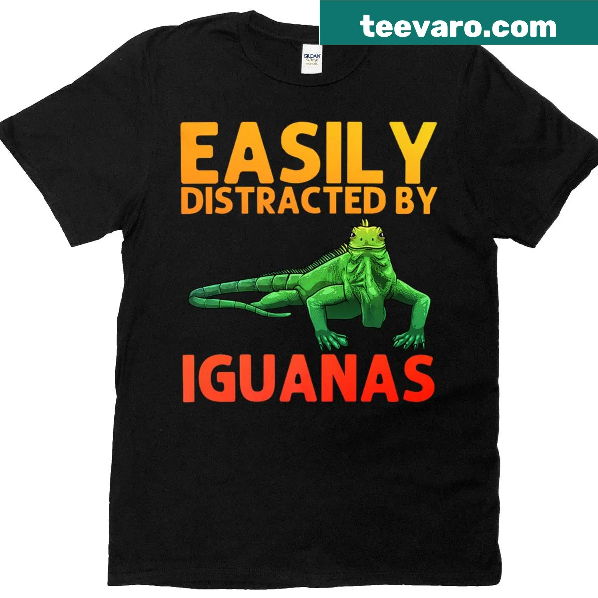 Playful iguana design T-shirt for reptile lovers — on a men's t-shirt
