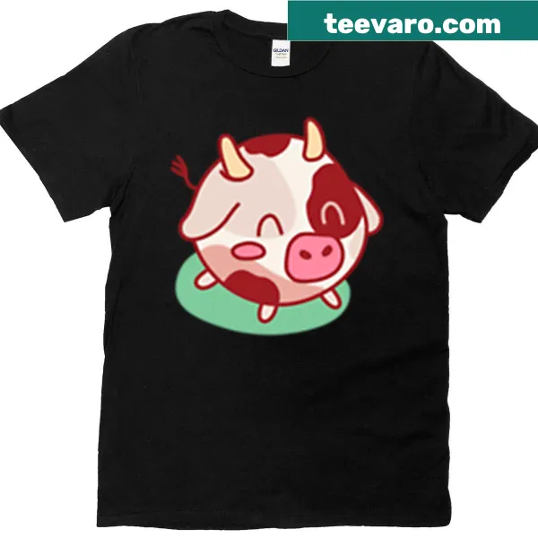 Cute cartoon cow and doodle graphic for Easter celebration