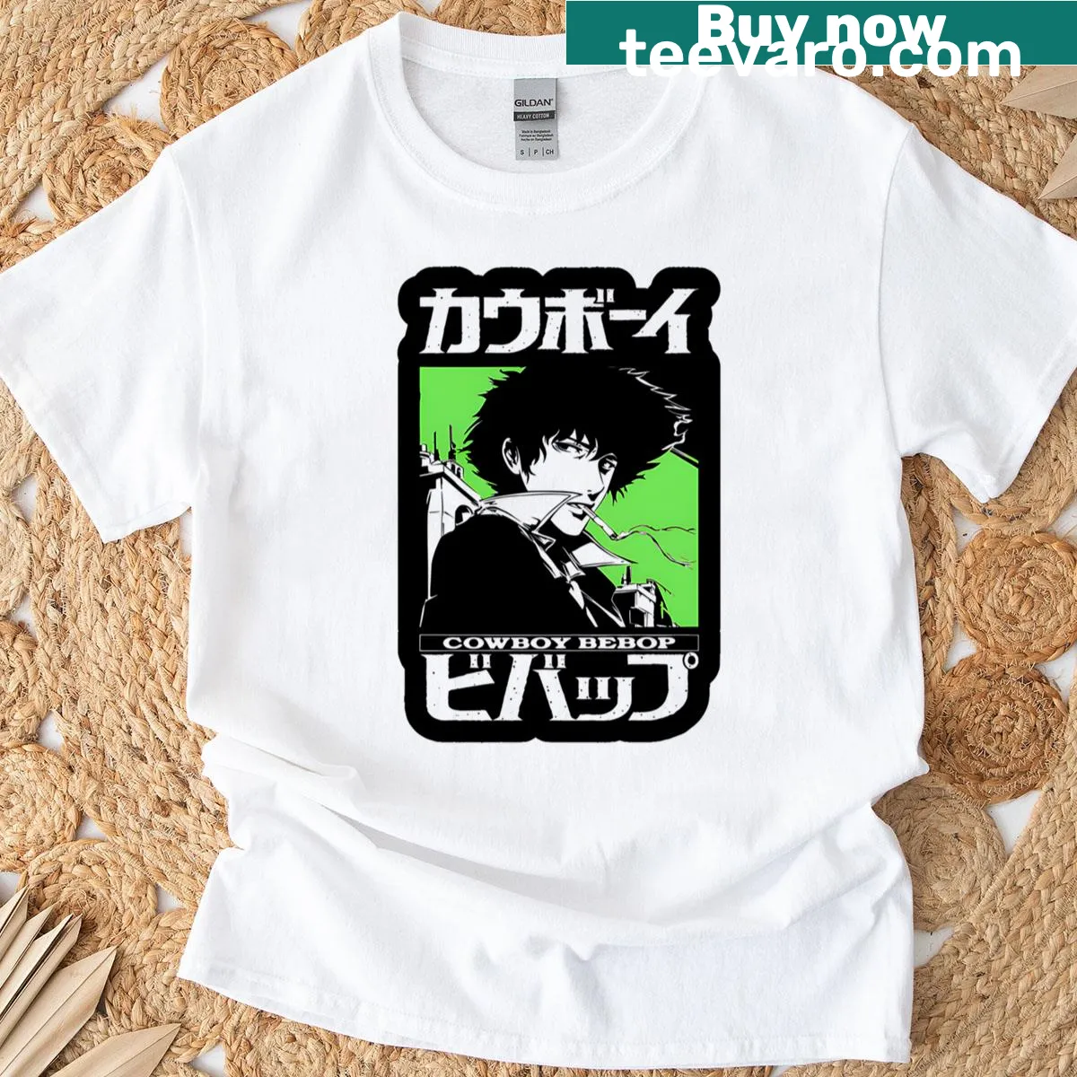 Cowboy Bebop themed design on a stylish T-shirt — on a men's t-shirt