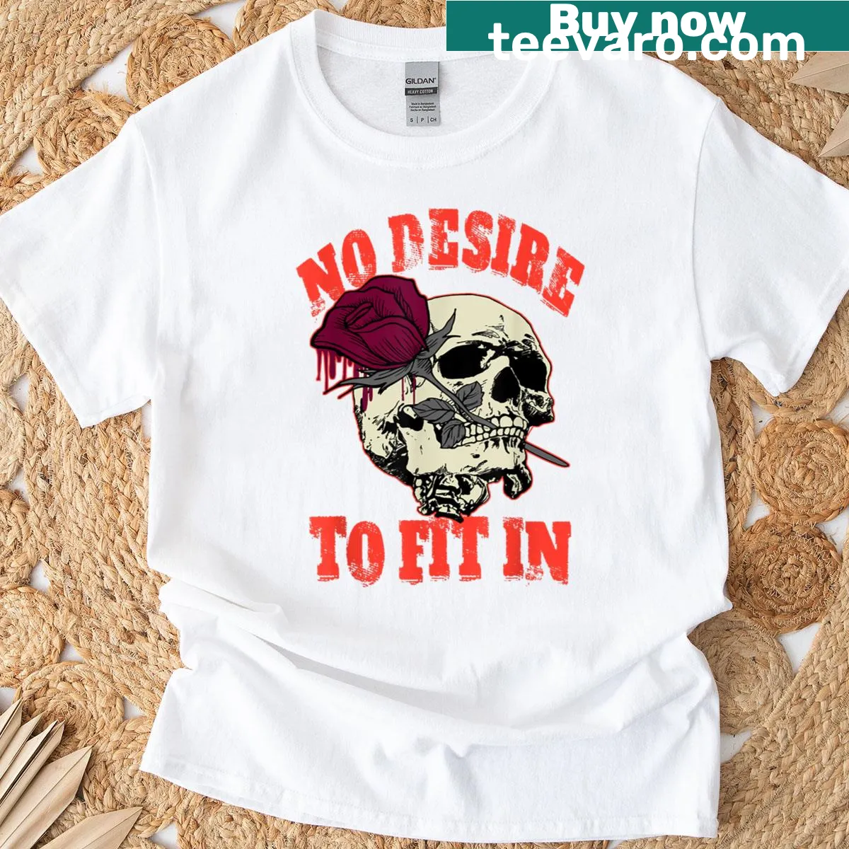 Skull graphic with text about not fitting in T-shirt — on a men's t-shirt