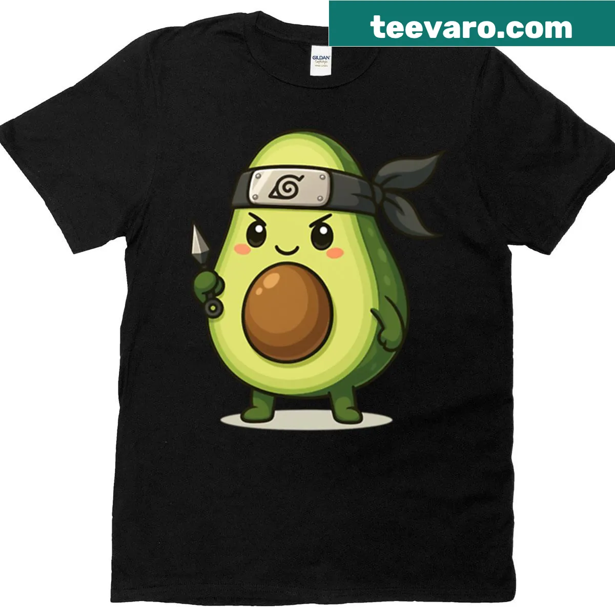 Cartoon ninja avocado graphic on a kids' t-shirt — on a men's t-shirt