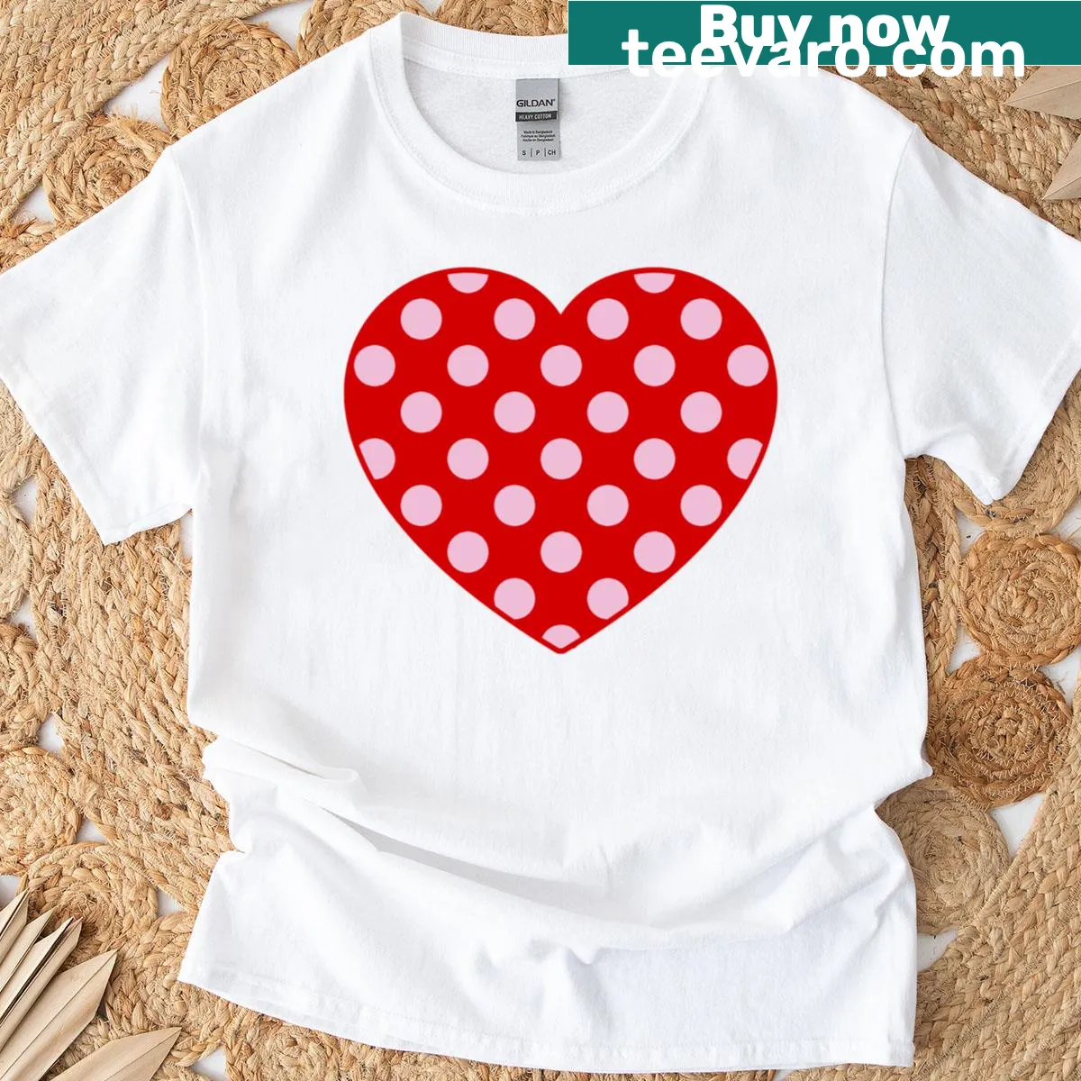 Minimalist polka dot pattern t-shirt with cute design — on a men's t-shirt