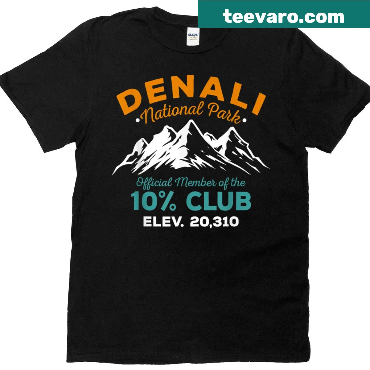 T-shirt featuring Denali design and 10 Percent Club theme — on a men's t-shirt