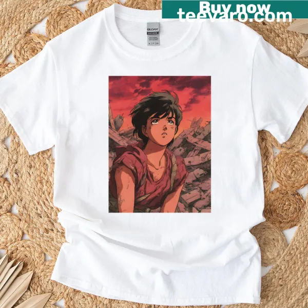 Post-apocalyptic anime scene illustration T-shirt