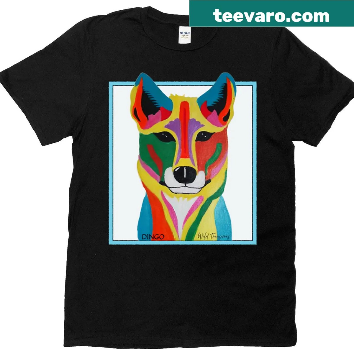 Bold pop art dingo design on an oversized t-shirt — on a men's t-shirt