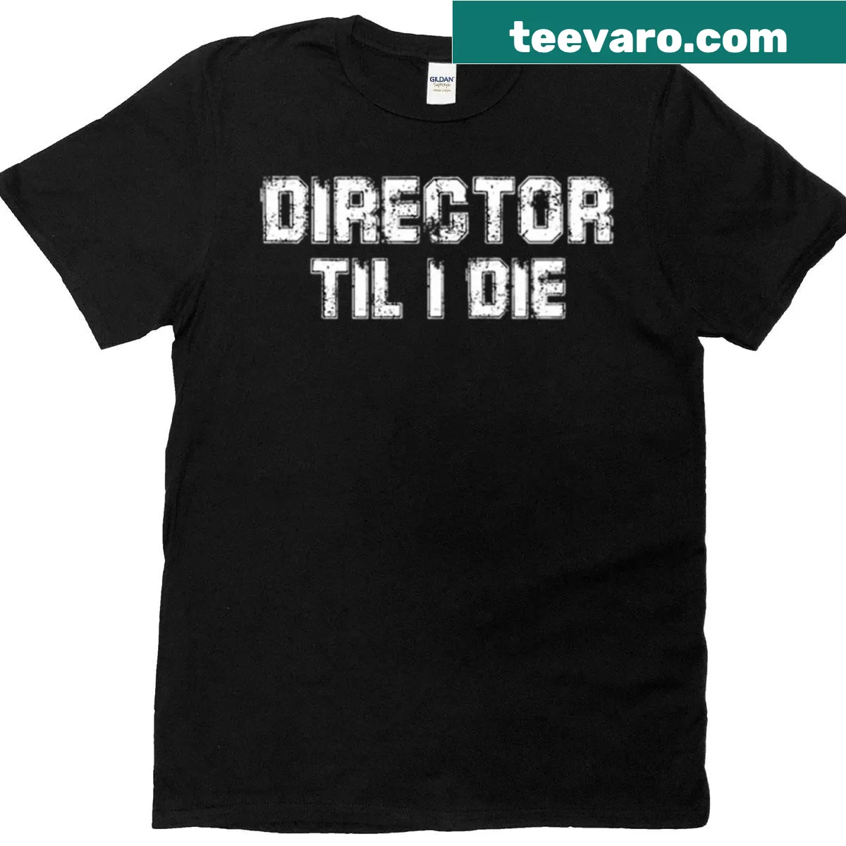 Bold typography design declaring 'Director Til I Die' on a t-shirt — on a men's t-shirt