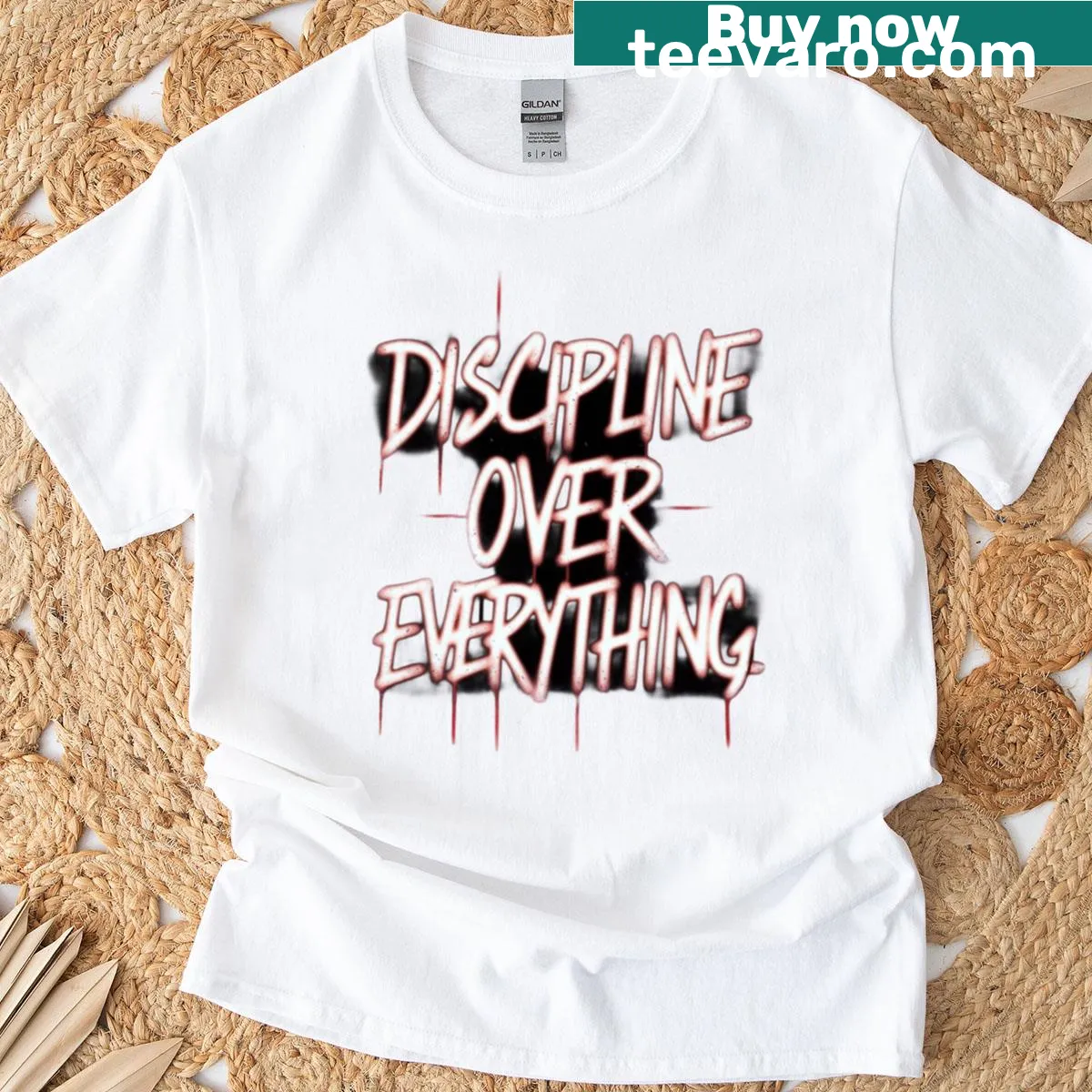 Graffiti-style shirt with bold text 'Discipline Over Everything' — on a men's t-shirt