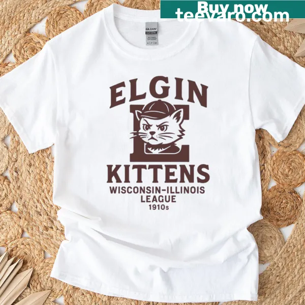 Vintage baseball logo T-shirt featuring Elgin Kittens from the 1910s