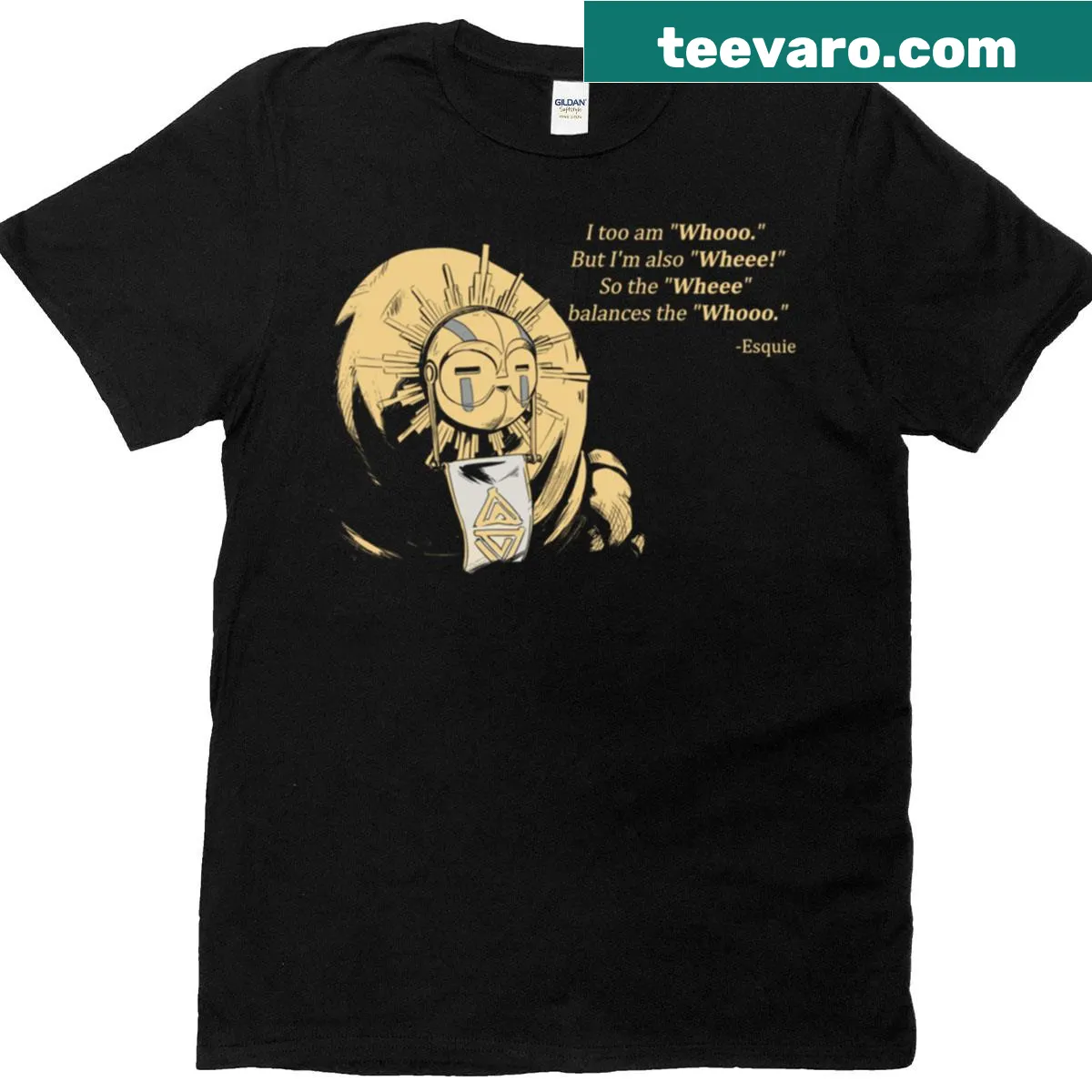 Hand-lettered T-shirt inspired by Esquie Clair Obscur Expedition 33 — on a men's t-shirt