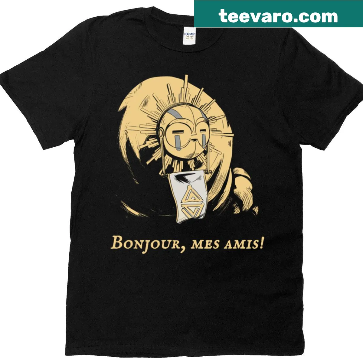 T-shirt featuring quotes from Expedition 33 fan art — on a men's t-shirt