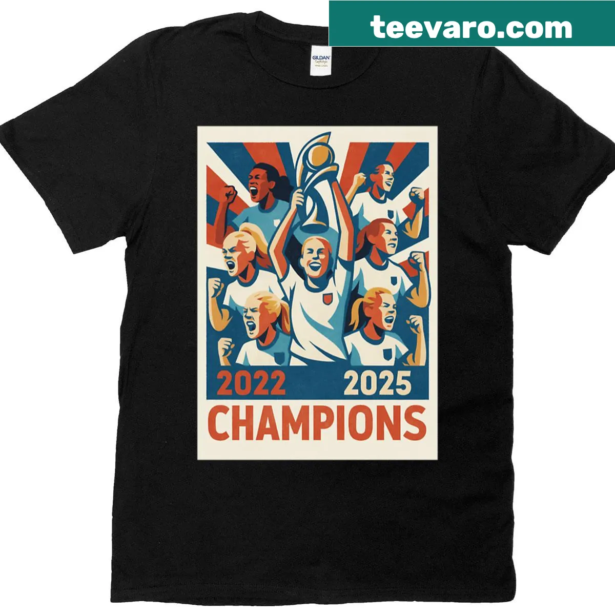 Artistic t-shirt celebrating European women football champions — on a men's t-shirt