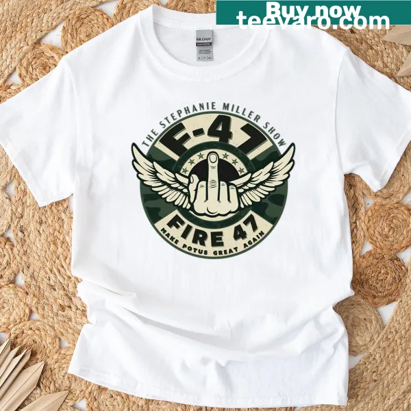 Stylized graphic of F-47 camouflage on a t-shirt.
