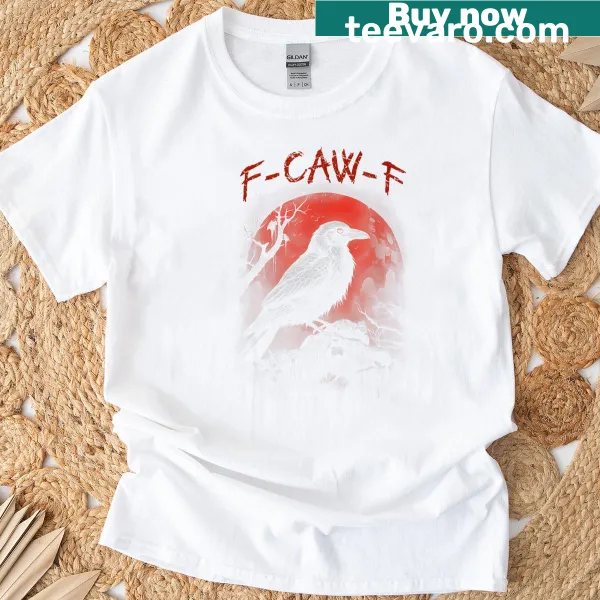 Black crow graphic with humorous text on gothic styled t-shirt