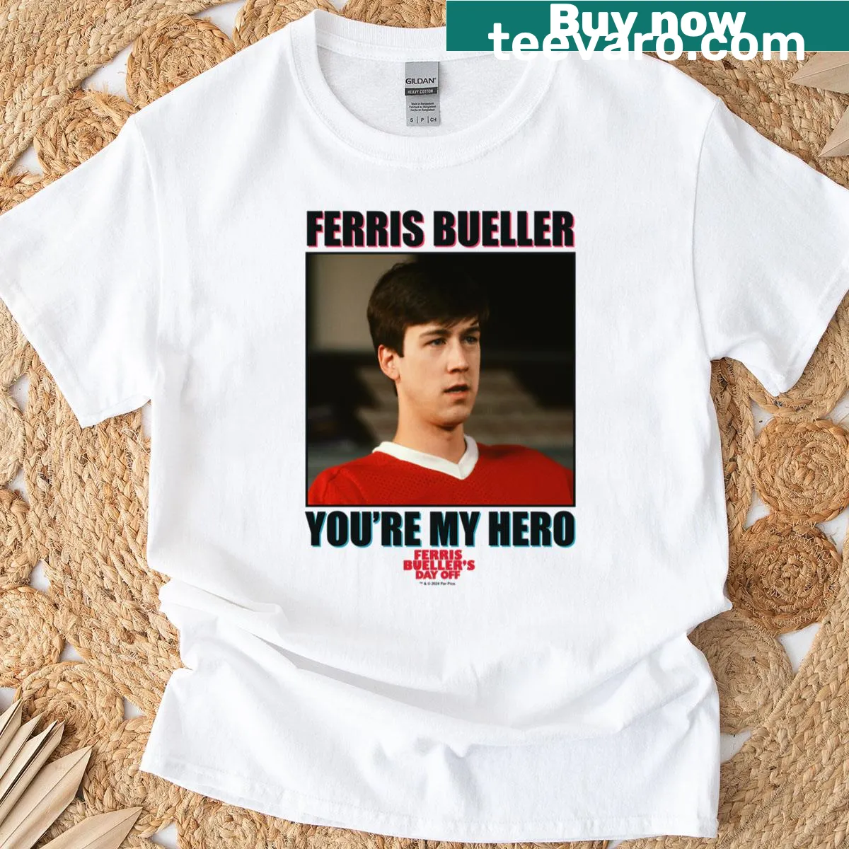 Nostalgic portrait of Ferris Bueller on T-shirt — on a men's t-shirt
