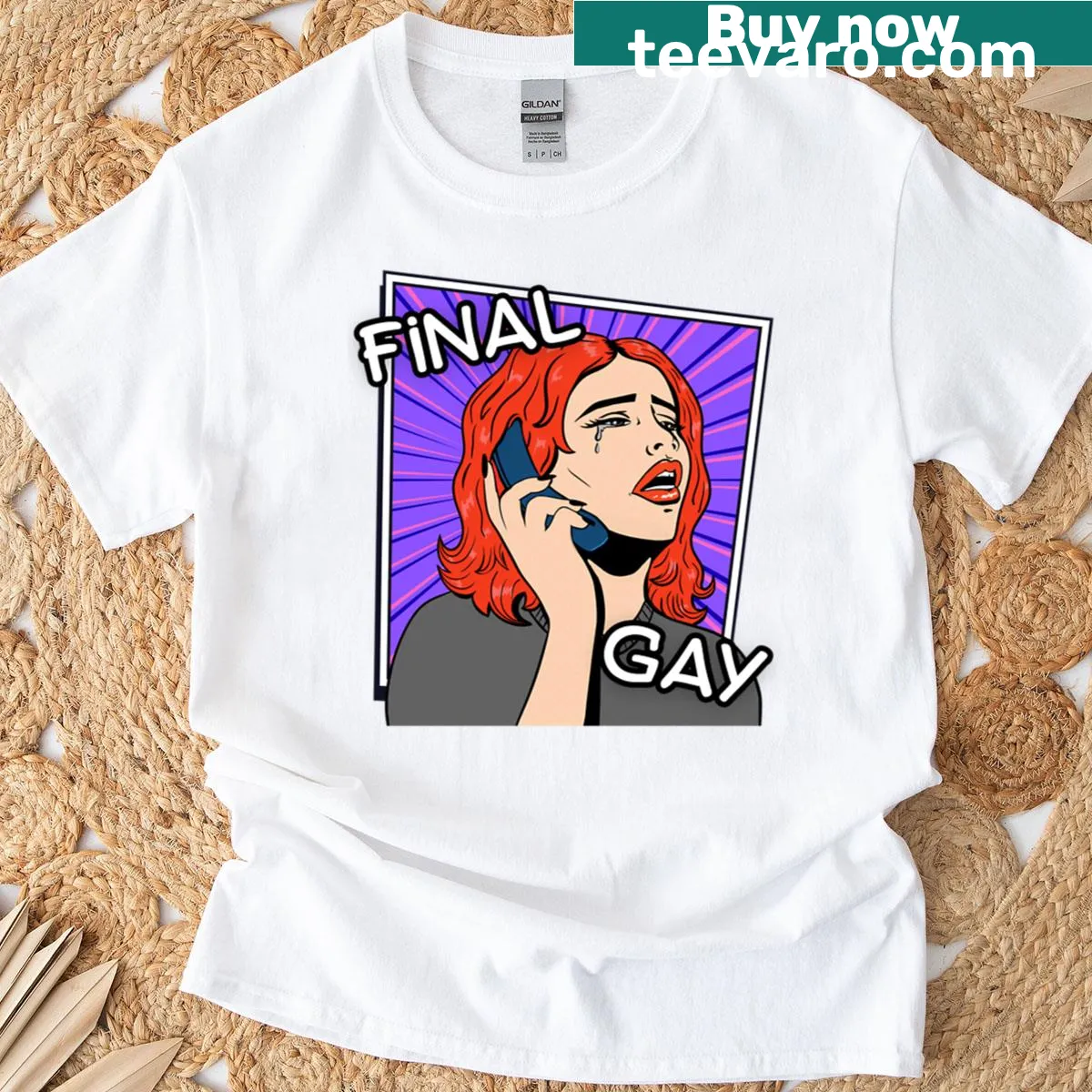 T-shirt with bold text 'Final Gaygirl' — on a men's t-shirt