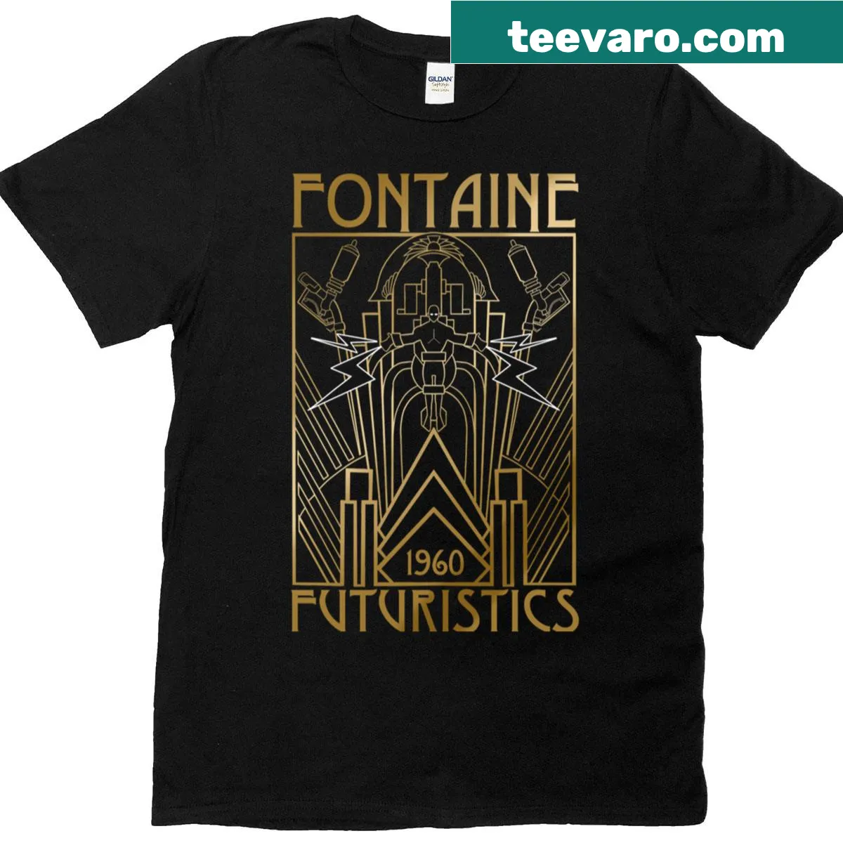 Minimalist typography design T-shirt representing futurism — on a men's t-shirt