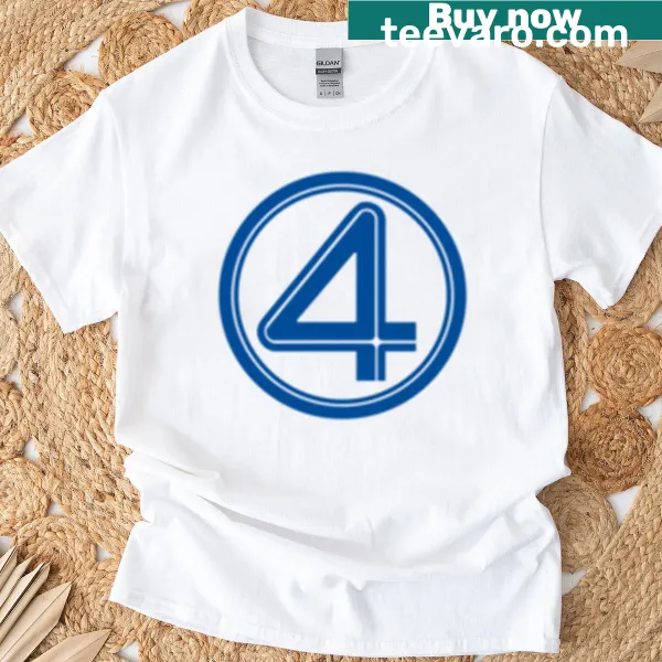 Retro-themed T-shirt featuring a stylish number four logo