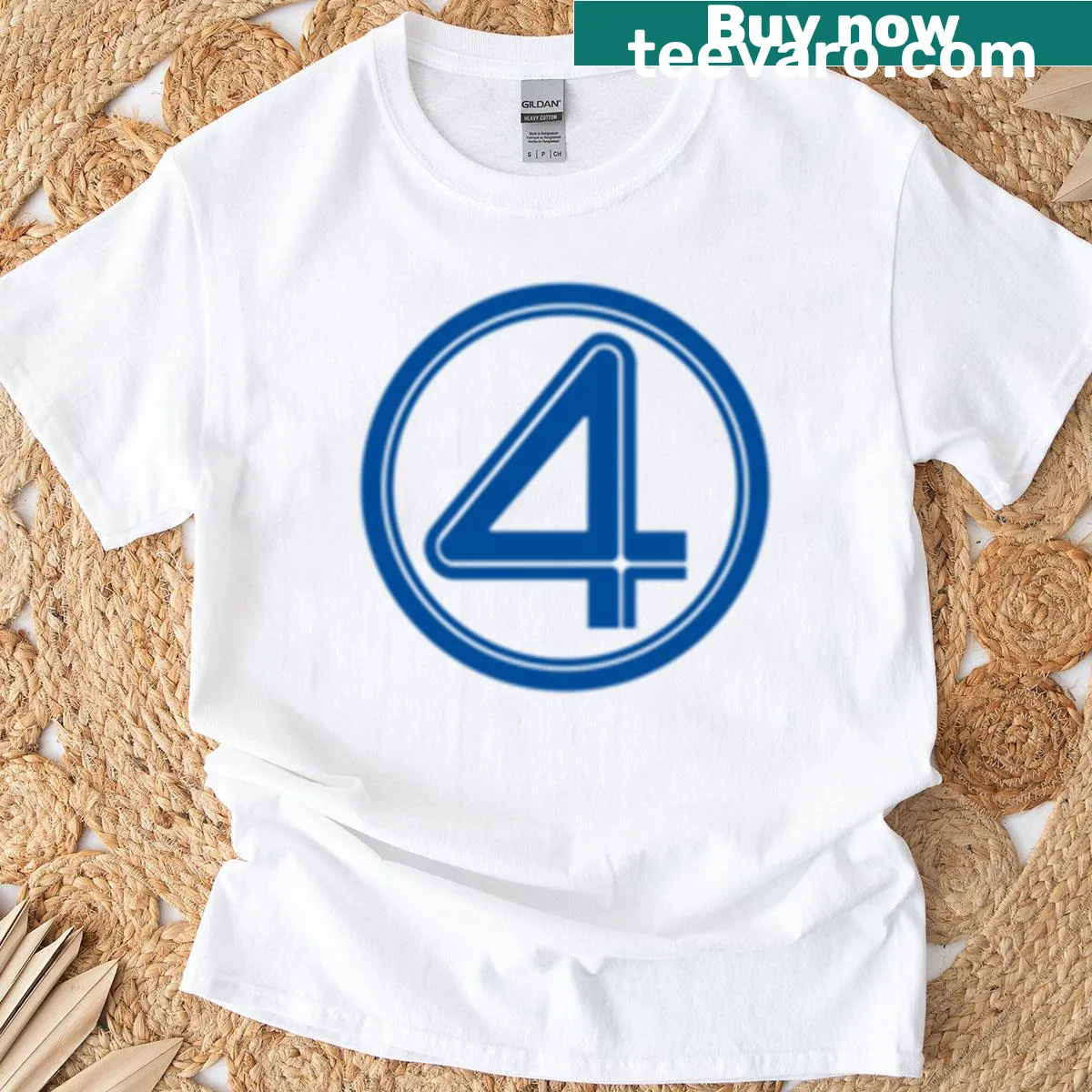 Retro-themed T-shirt featuring a stylish number four logo — on a men's t-shirt