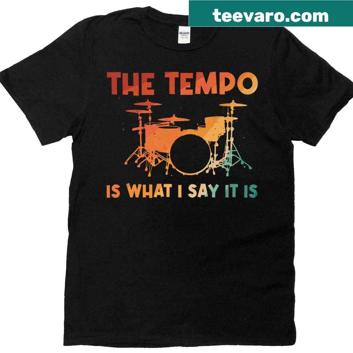 Funny T-shirt with drumming art design for music lovers — on a men's t-shirt