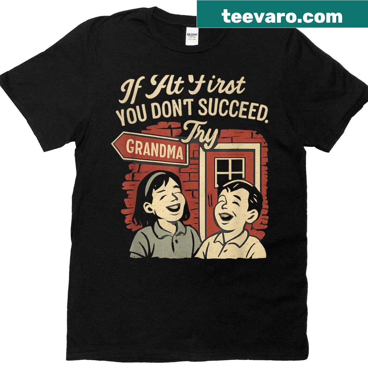 Vintage funny grandma kitchen graphic T-shirt — on a men's t-shirt