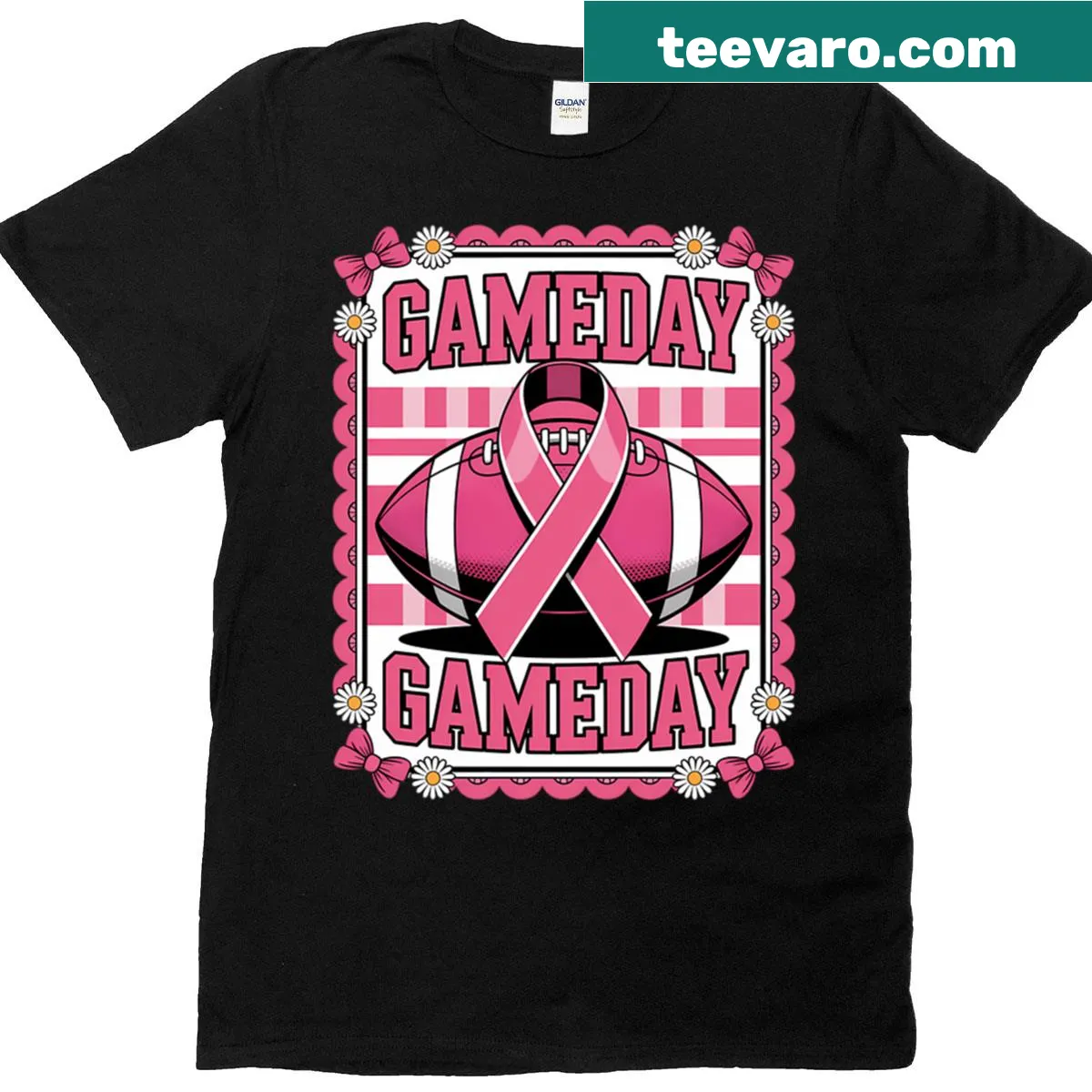 Funny Football Support Breast Cancer T-shirt promoting awareness — on a men's t-shirt