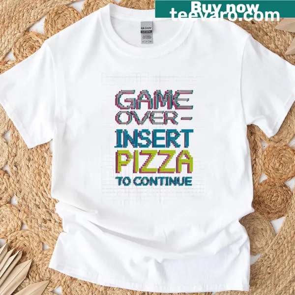 Game Over pizza-themed oversized T-shirt