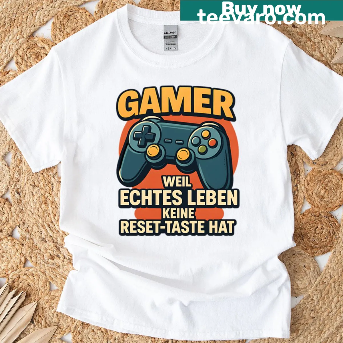 T-shirt featuring the phrase 'Real Life Has No Reset Button' — on a men's t-shirt