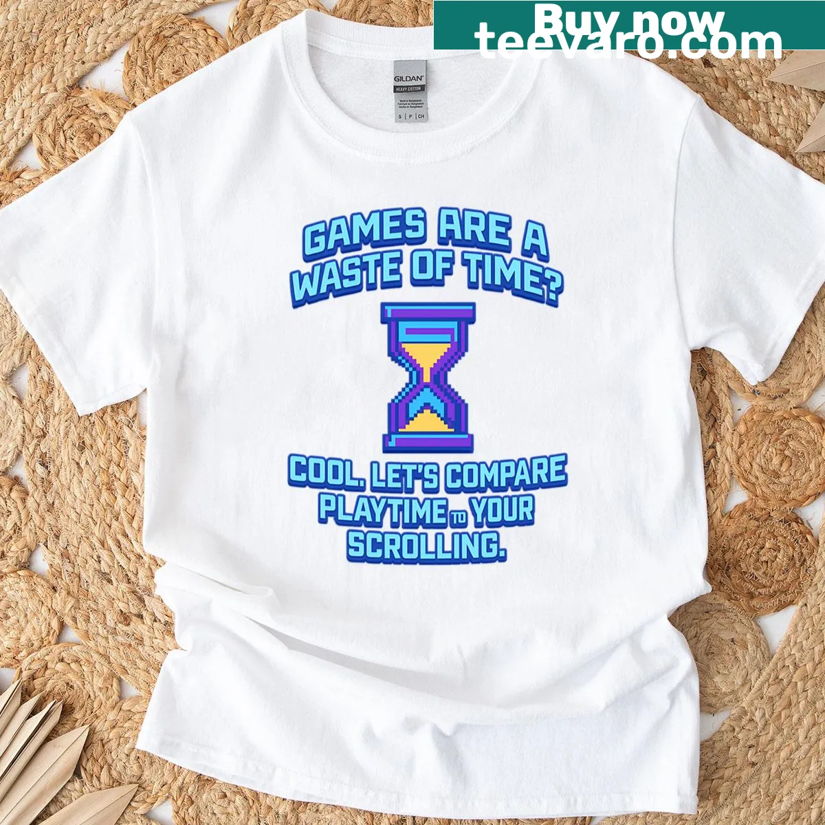 Humorous gaming T-shirt with clapback text — on a men's t-shirt