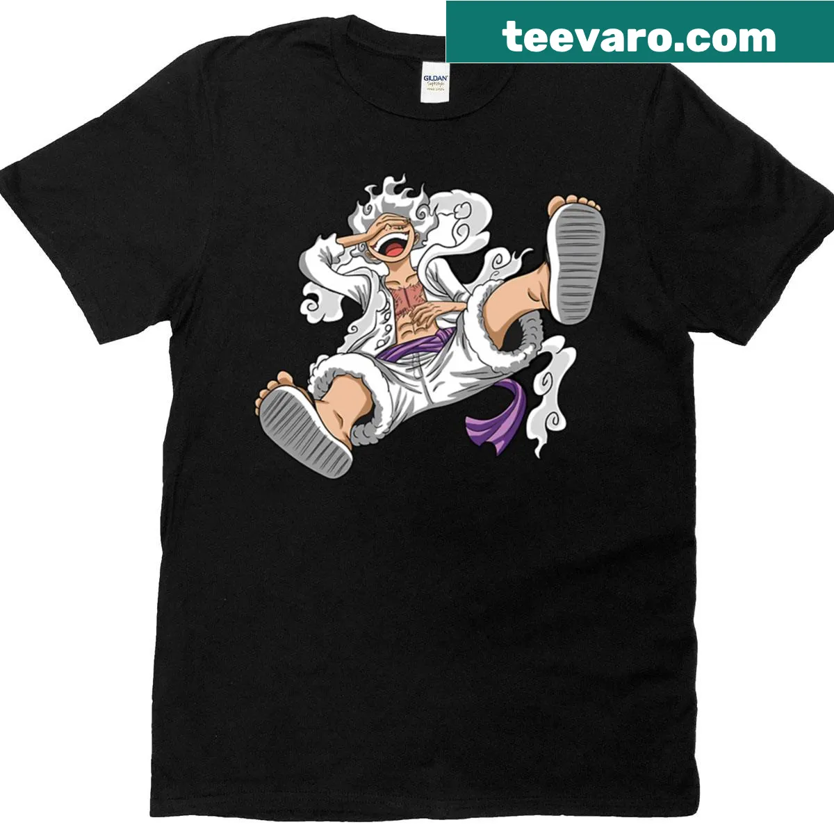 Illustration of Gear 5 Luffy as Joy Boy on a T-shirt — on a men's t-shirt