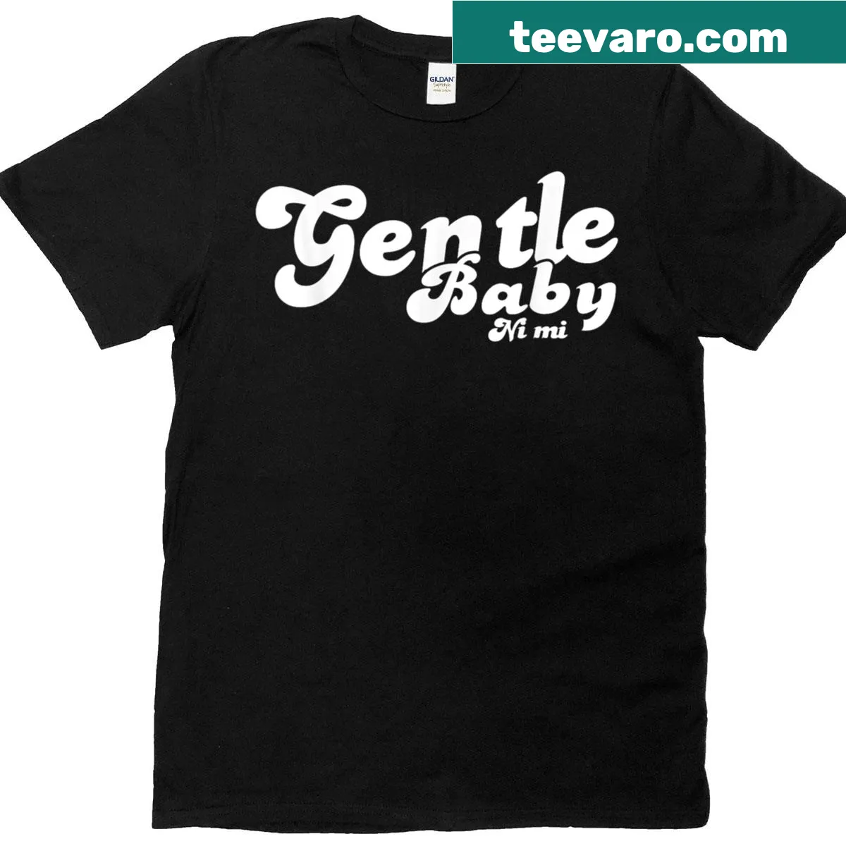 Adorable shirt with 'Gentle Baby Ni Mi' text for mothers — on a men's t-shirt