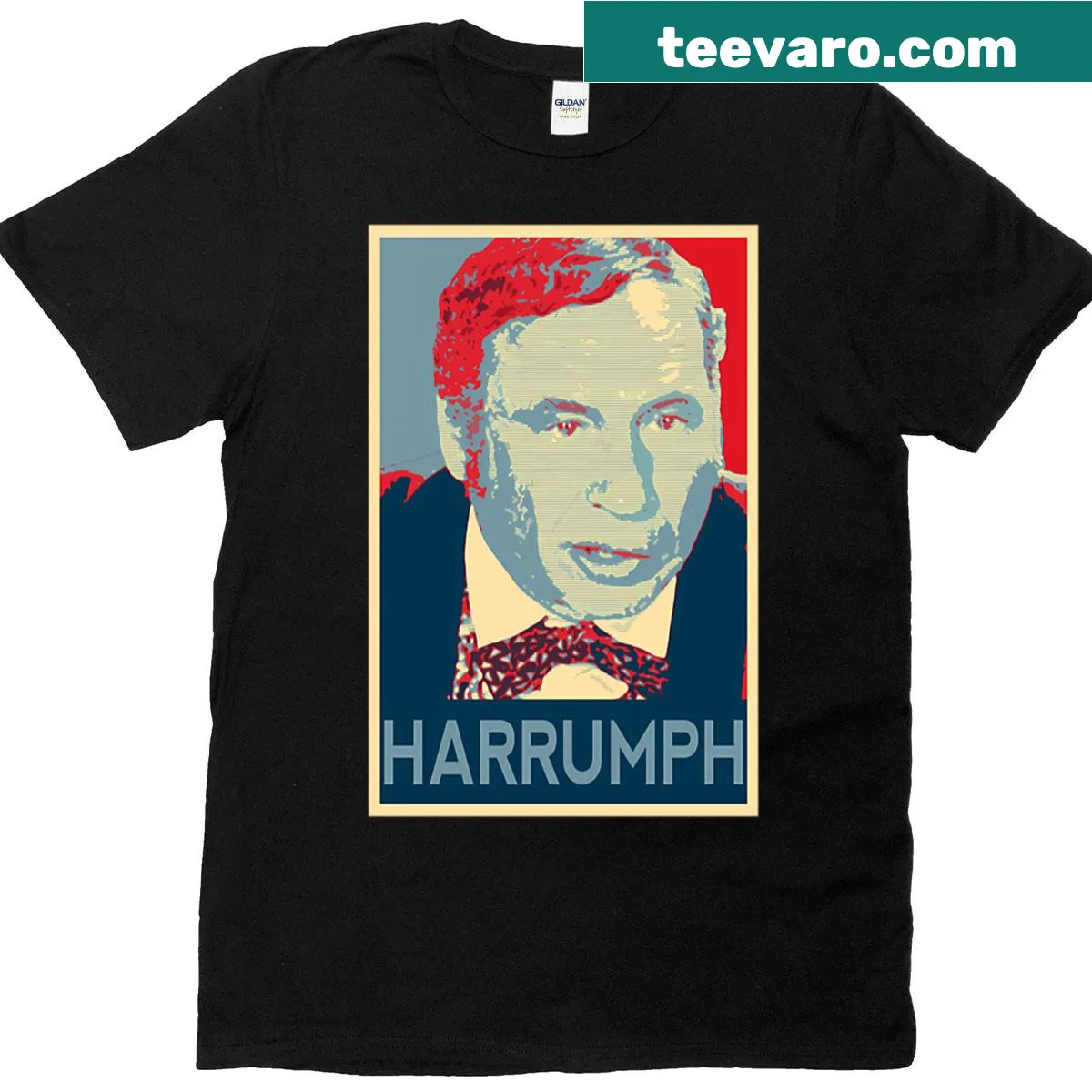 Humorous political T-shirt with 'Give The Governor Harrumph' slogan — on a men's t-shirt