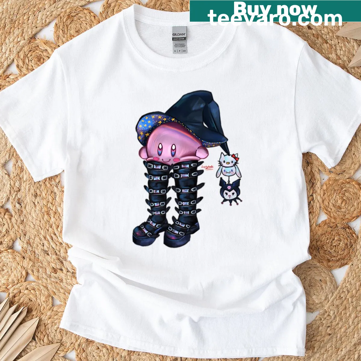 Oversized T-shirt with a gothic pink blob graphic — on a men's t-shirt