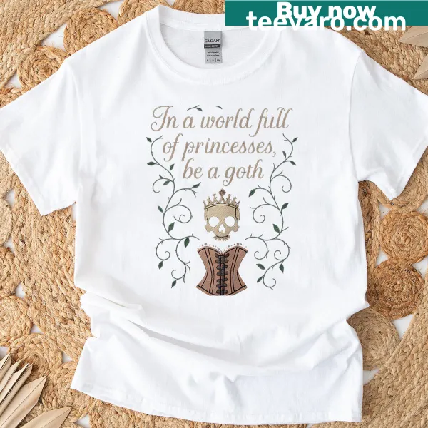 Gothic punk T-shirt with crowned skull illustration