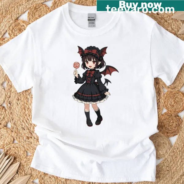 Gothic vampire girl t-shirt with intricate illustration for Halloween