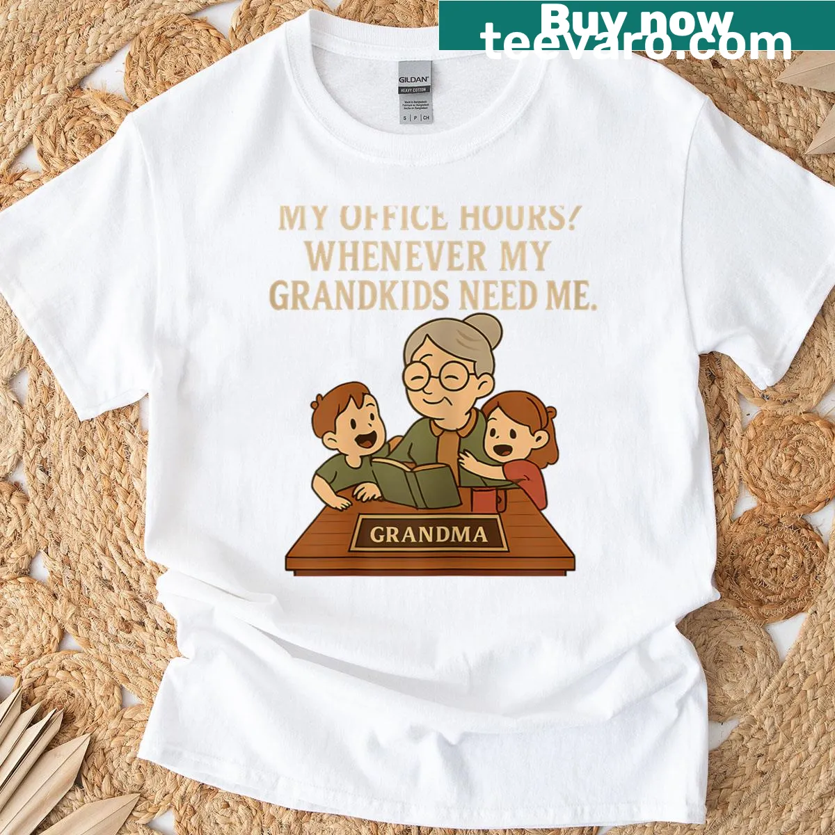 Typography t-shirt with the text 'Office Hours: Whenever Grandkids Need Me' — on a men's t-shirt