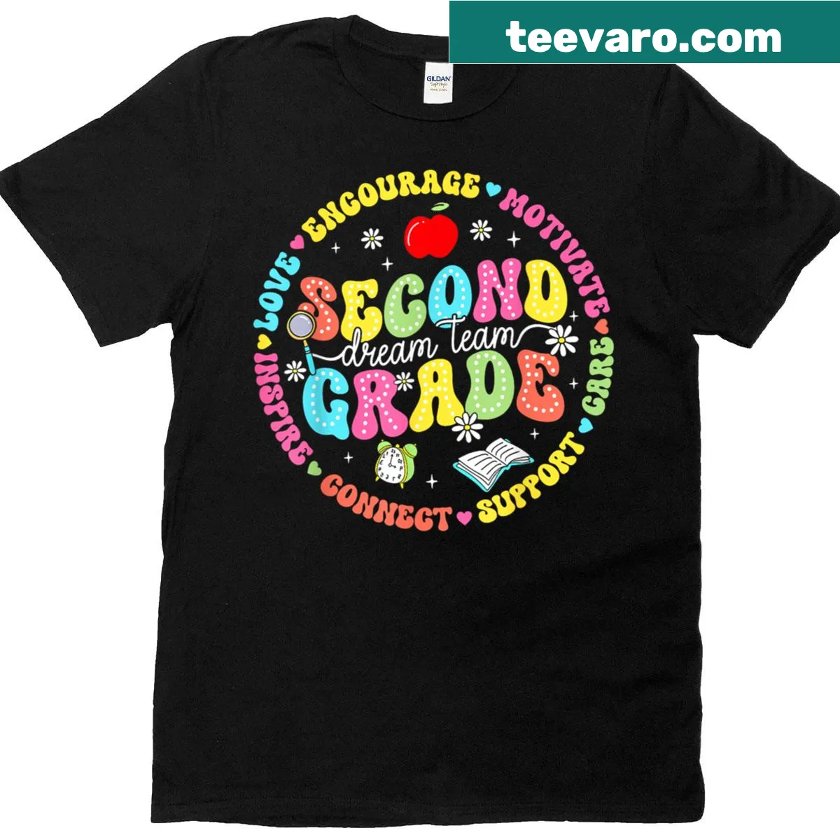 Illustrated 'Dream Team' T-shirt for 2nd grade teachers — on a men's t-shirt