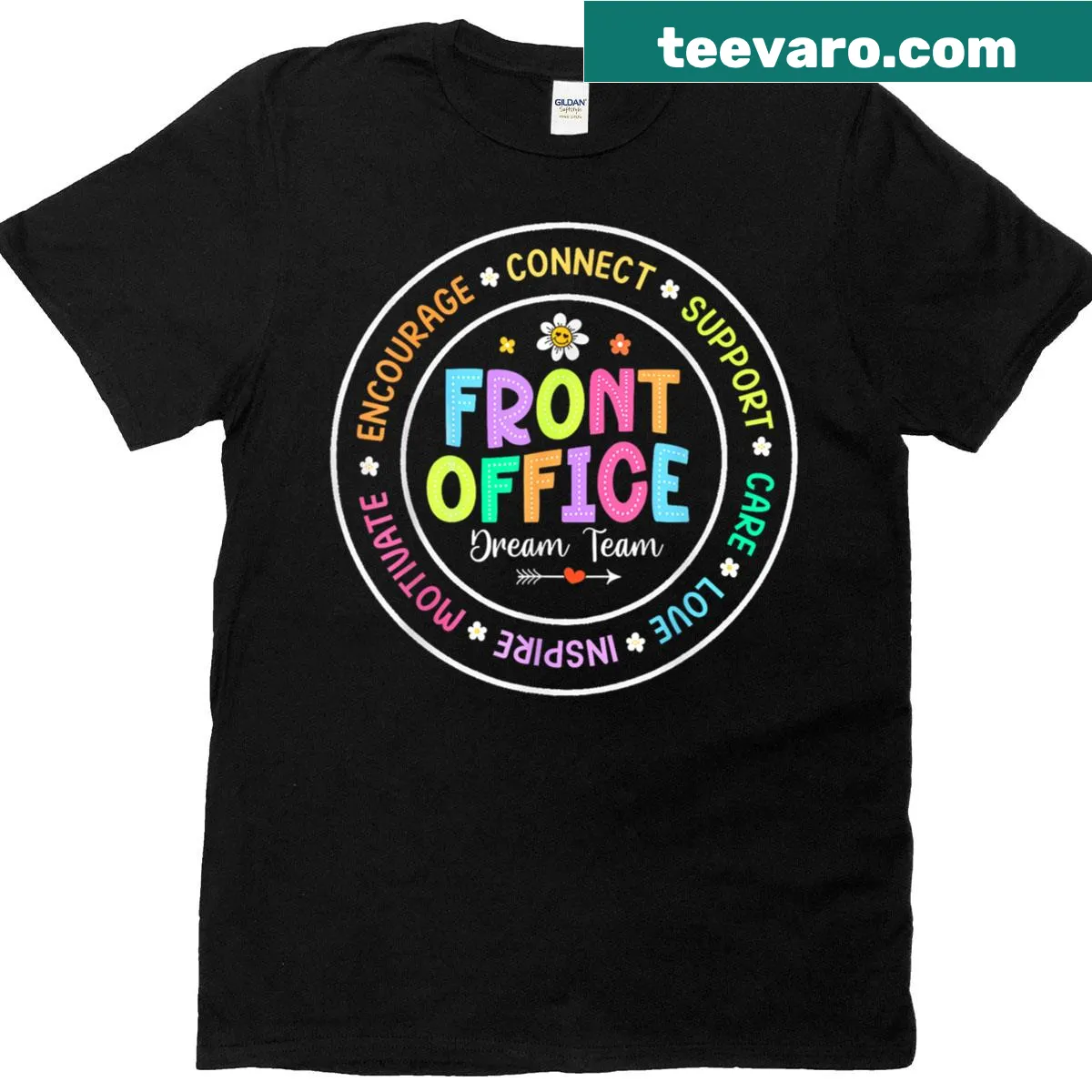 T-shirt celebrating the first day of school with cheerful text — on a men's t-shirt
