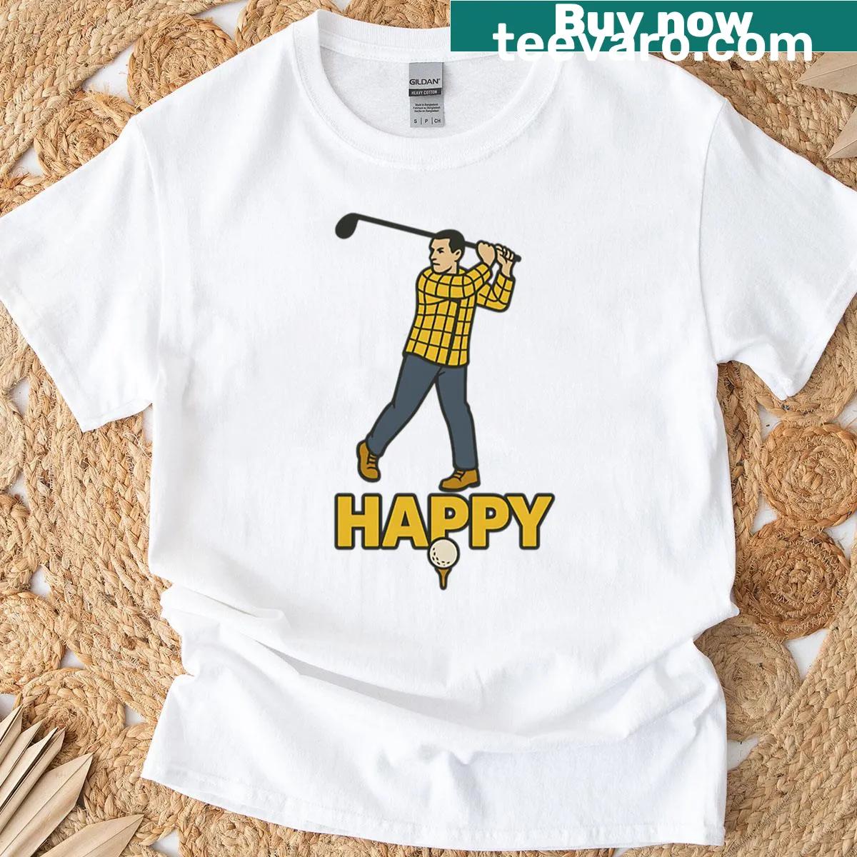 T-shirt featuring swing vector design inspired by Happy Gilmore — on a men's t-shirt