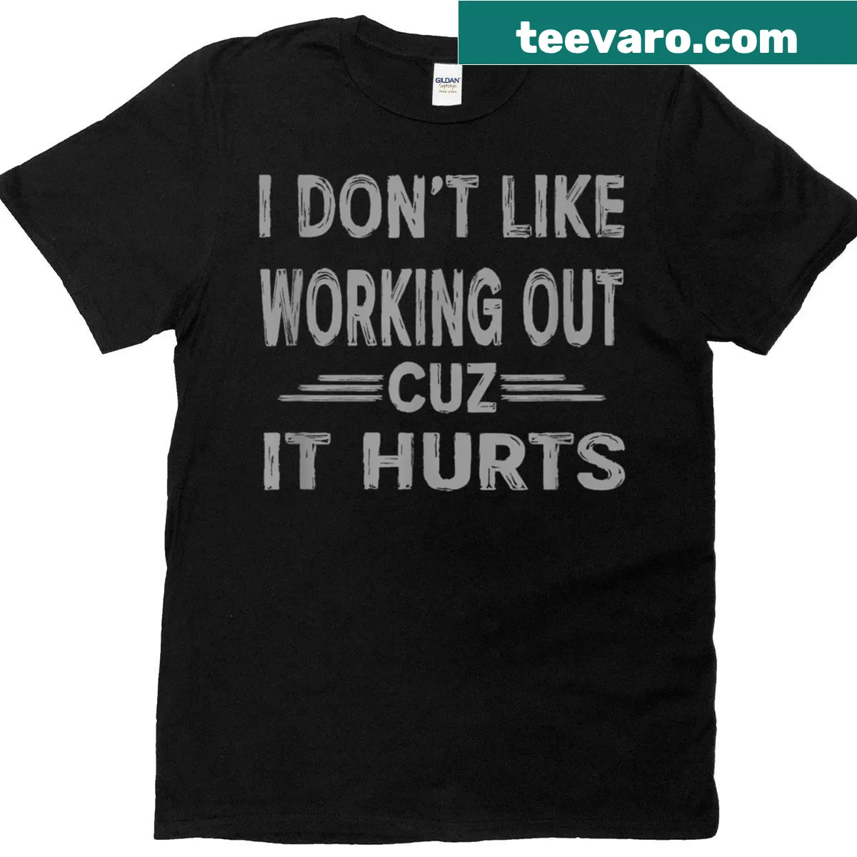 Funny gym shirt with humorous saying about working out — on a men's t-shirt