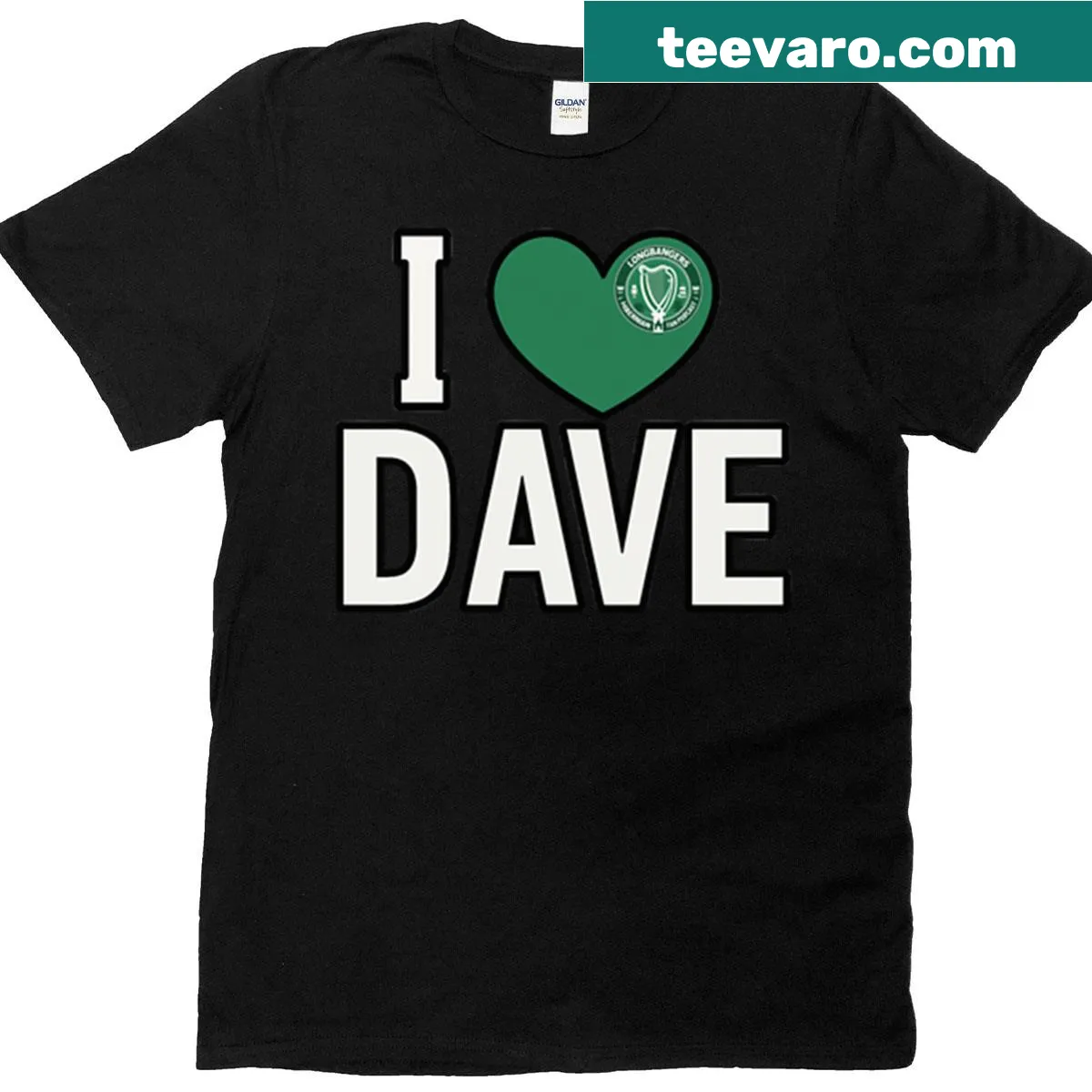 Oversized t-shirt with 'I Love Dave' text — on a men's t-shirt