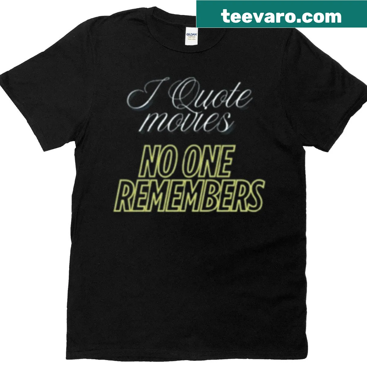 Cinephile oversized t-shirt with 'I Quote Movies No One Remembers' text — on a men's t-shirt